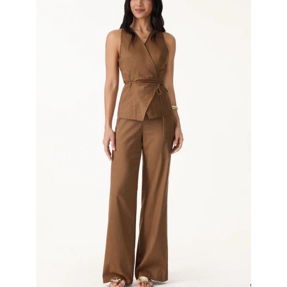 OGL Sleeveless Wrap Top & Wide-Leg Matching Set